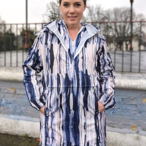 Raincoat Navy Waves